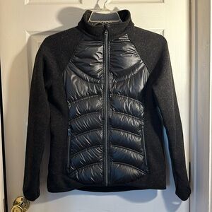 London Fog mixed media jacket. Size small. Black , full zip up.